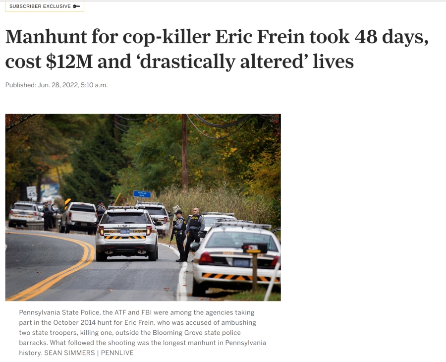 Manhunt For Cop Killer Eric Frein Took 48 Days Cost 12m And ‘drastically Altered Lives