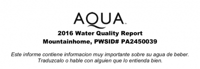 Aqua Mountainhome Water Quality Report (2016)