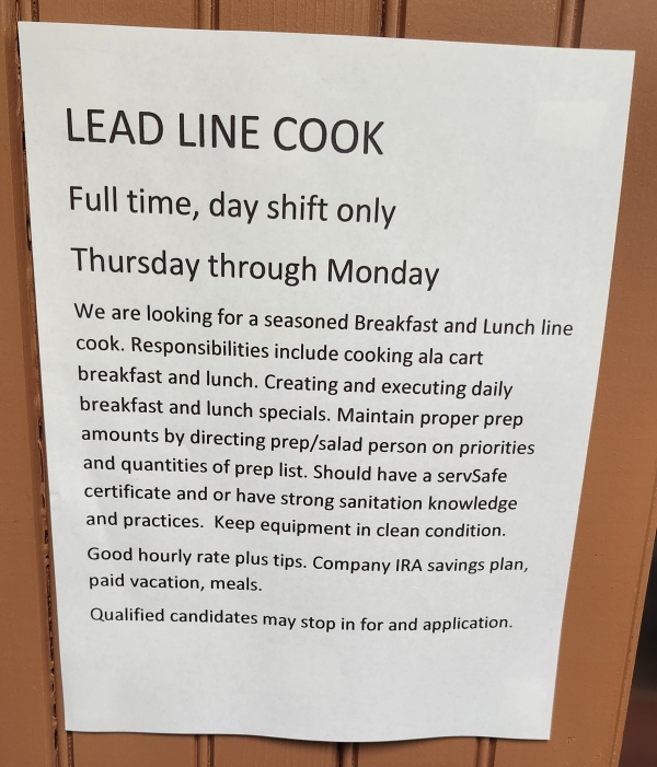 Hiring: Lead Line Cook