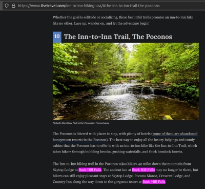 The Inn-to-Inn Trail, The Poconos