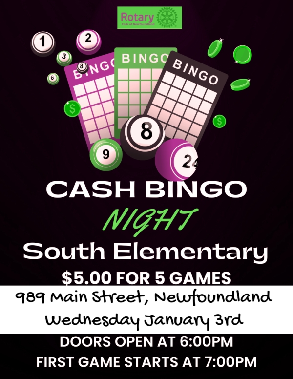 Bingo Night: January 3rd (Newfoundland Rotary)